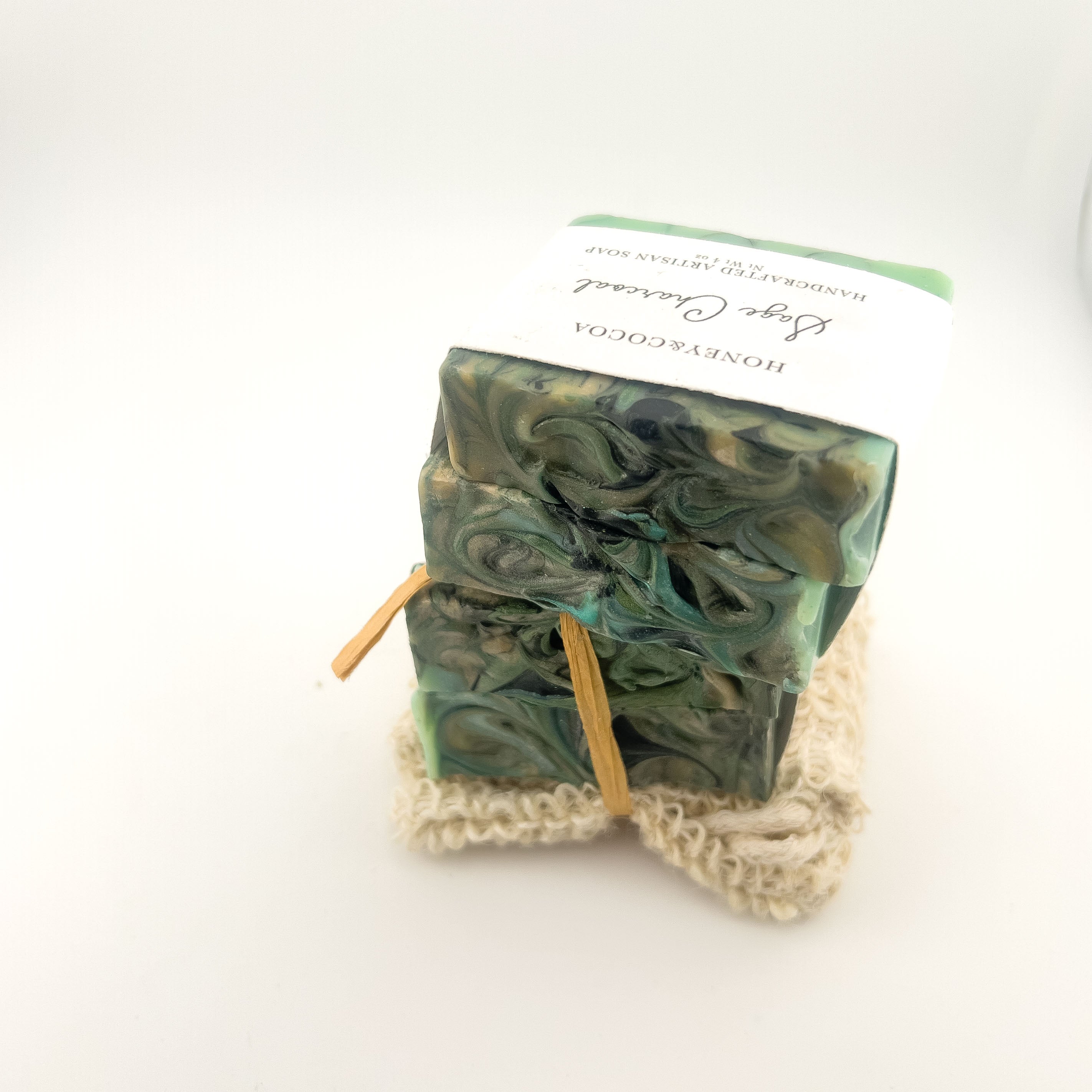 2-Pack Sage Charcoal Artisan Soap With Soap Saver