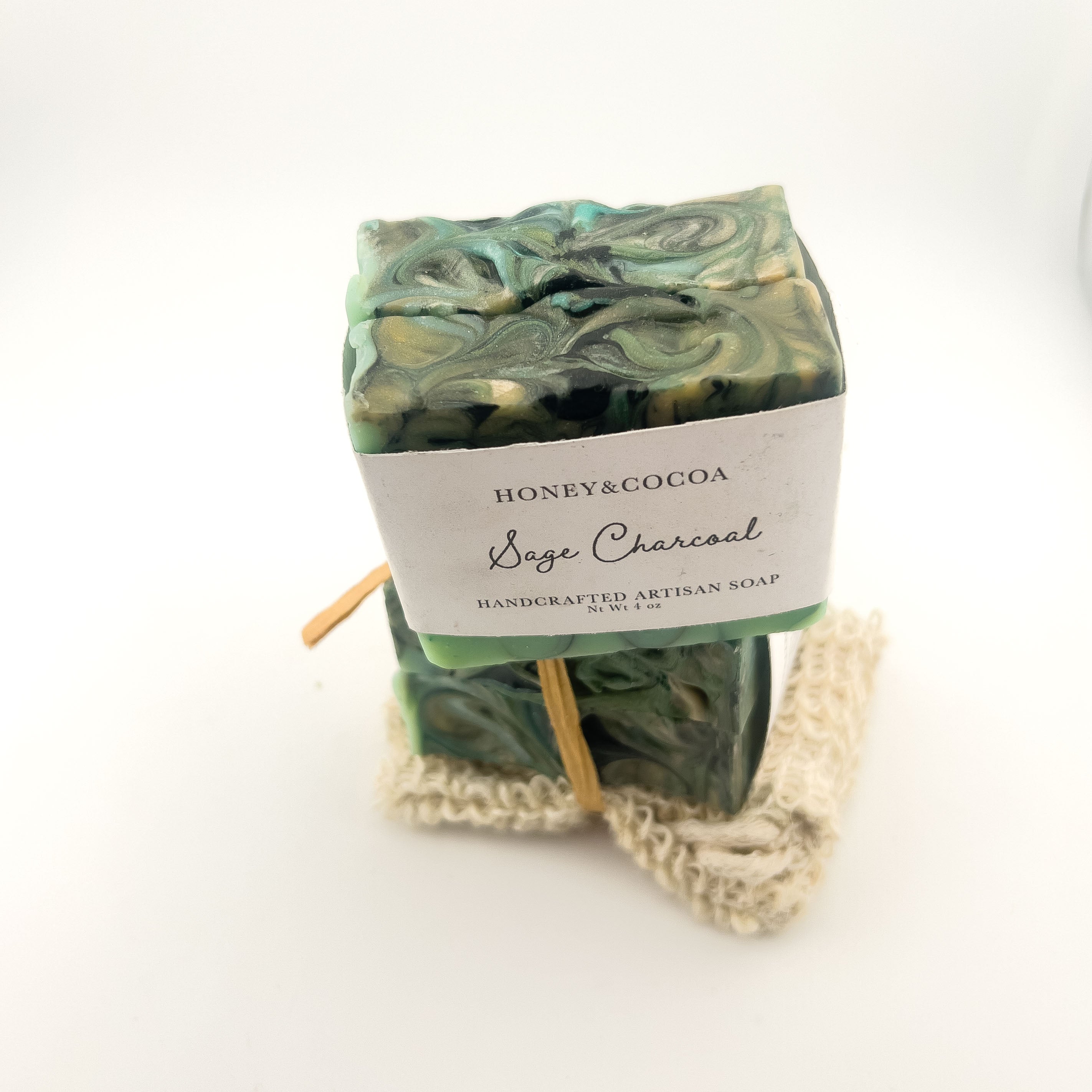 2-Pack Sage Charcoal Artisan Soap With Soap Saver