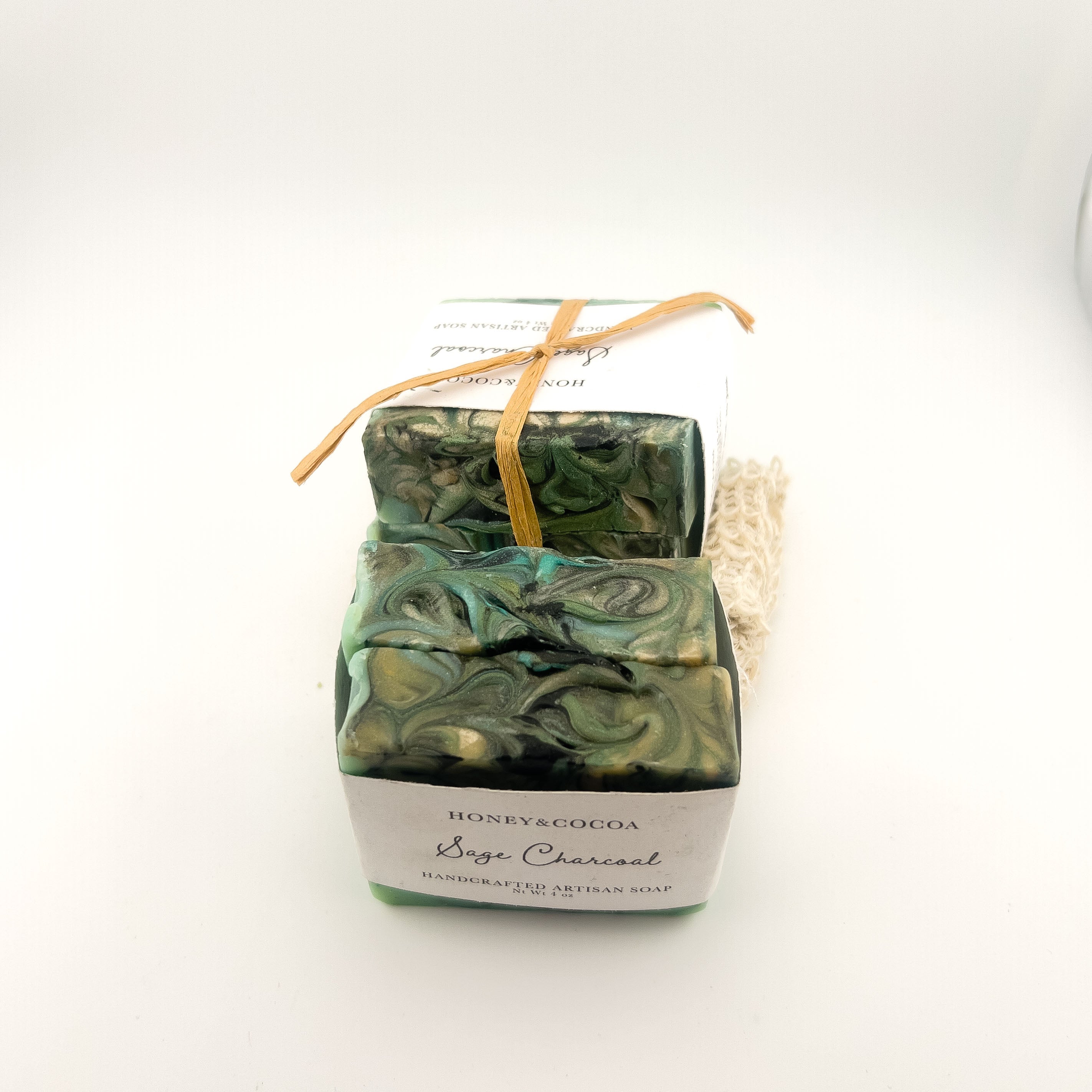 2-Pack Sage Charcoal Artisan Soap With Soap Saver