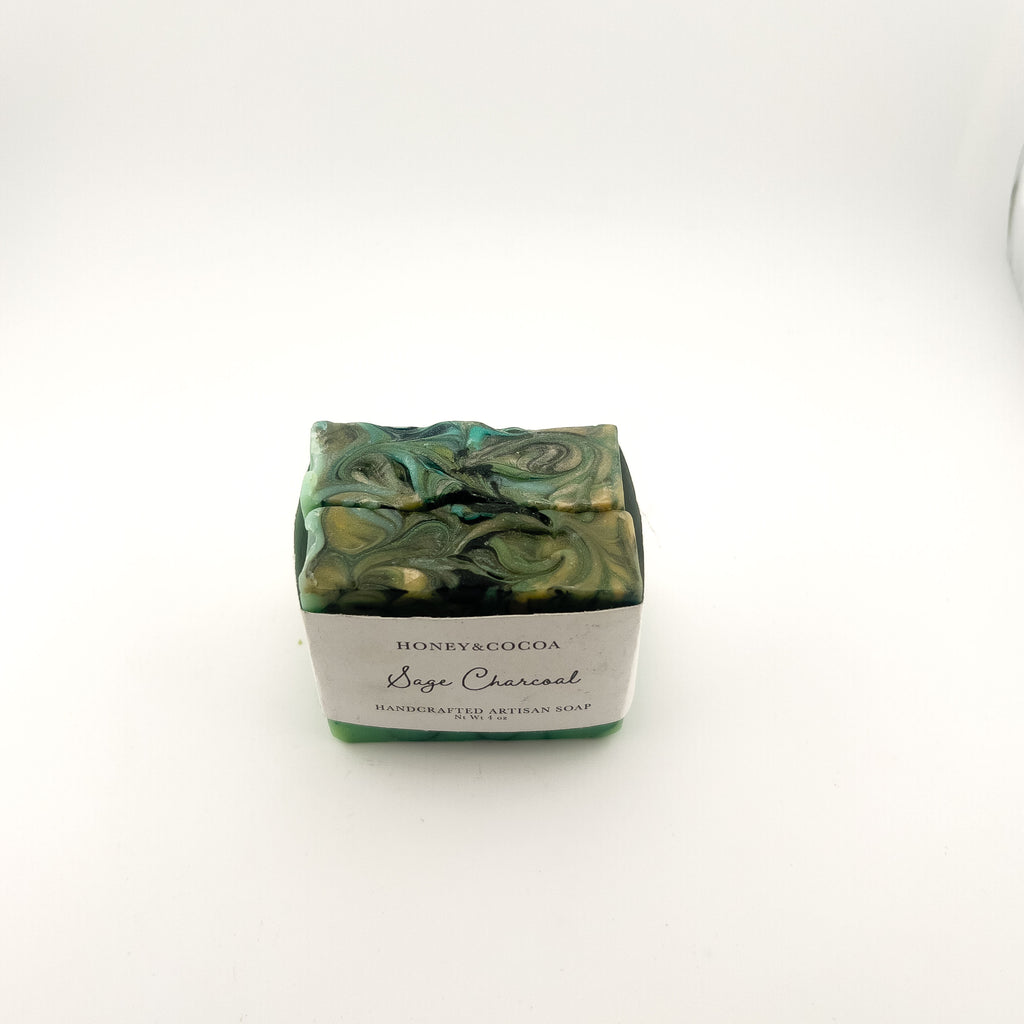 2-Pack Sage Charcoal Artisan Soap With Soap Saver